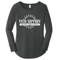 Funny Tech Support Id10t Computer Idiot Joke Women's Perfect Tri Tunic Long Sleeve Shirt