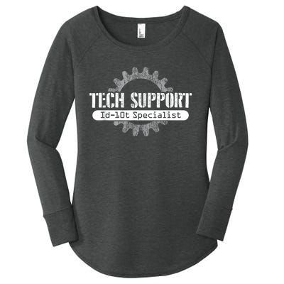 Funny Tech Support Id10t Computer Idiot Joke Women's Perfect Tri Tunic Long Sleeve Shirt