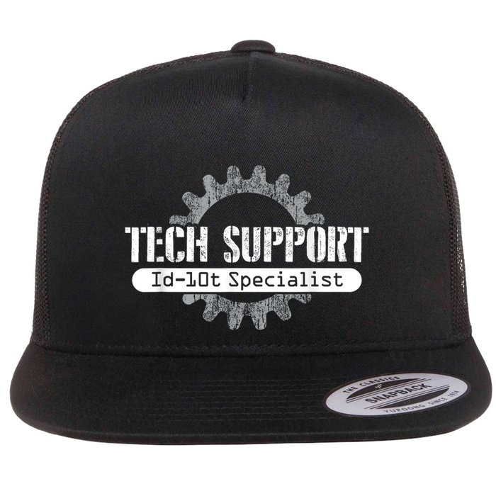 Funny Tech Support Id10t Computer Idiot Joke Flat Bill Trucker Hat