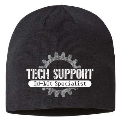 Funny Tech Support Id10t Computer Idiot Joke Sustainable Beanie