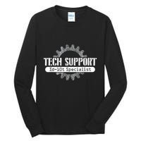 Funny Tech Support Id10t Computer Idiot Joke Tall Long Sleeve T-Shirt