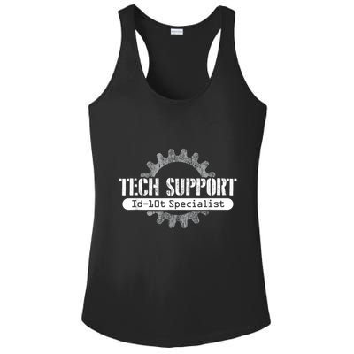 Funny Tech Support Id10t Computer Idiot Joke Ladies PosiCharge Competitor Racerback Tank