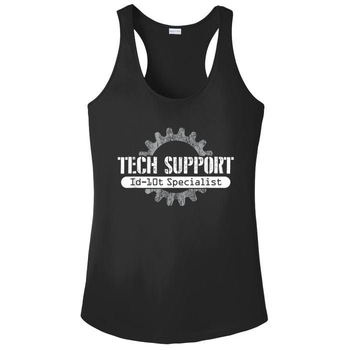 Funny Tech Support Id10t Computer Idiot Joke Ladies PosiCharge Competitor Racerback Tank