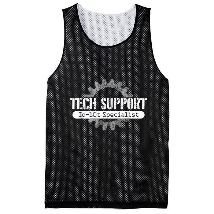 Funny Tech Support Id10t Computer Idiot Joke Mesh Reversible Basketball Jersey Tank