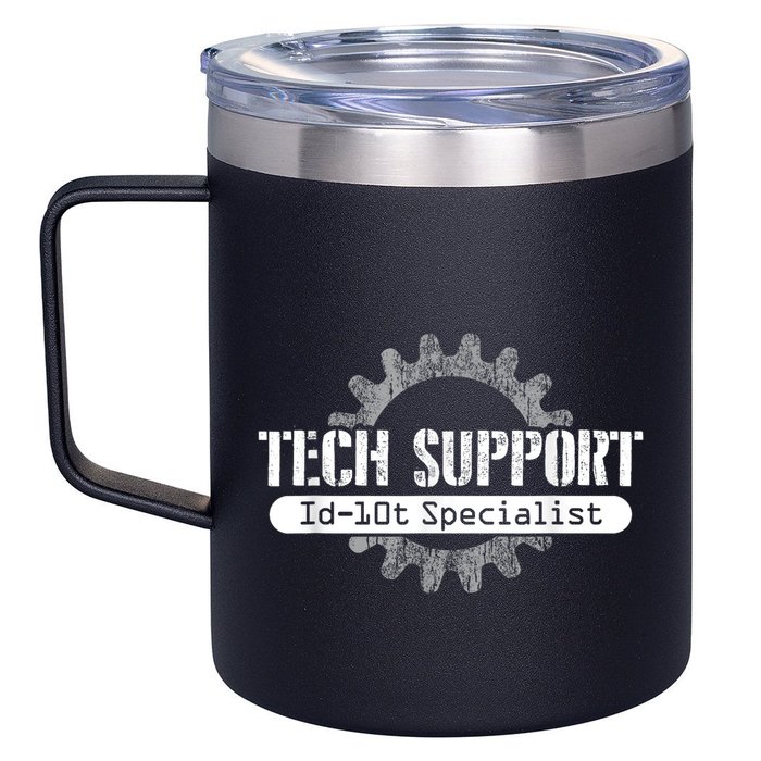 Funny Tech Support Id10t Computer Idiot Joke 12oz Stainless Steel Coffee Mug