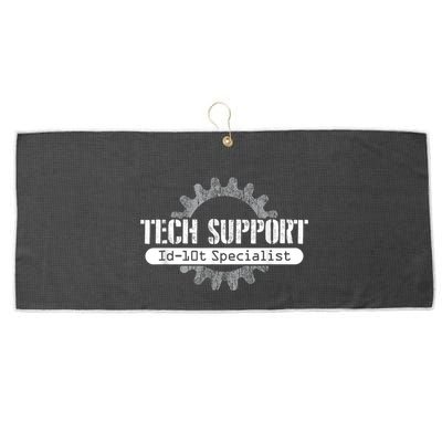 Funny Tech Support Id10t Computer Idiot Joke Large Microfiber Waffle Golf Towel