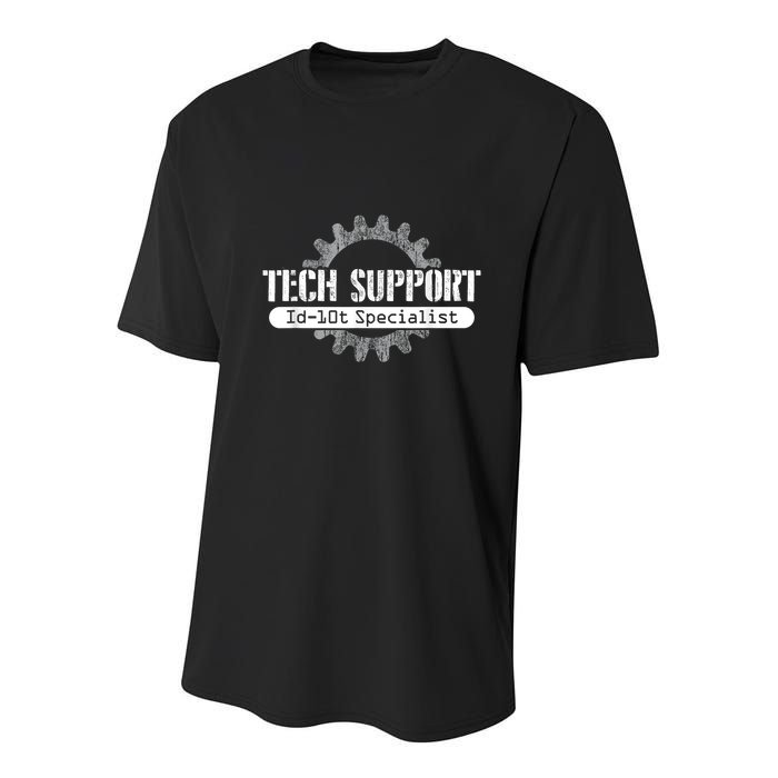 Funny Tech Support Id10t Computer Idiot Joke Youth Performance Sprint T-Shirt