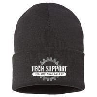Funny Tech Support Id10t Computer Idiot Joke Sustainable Knit Beanie