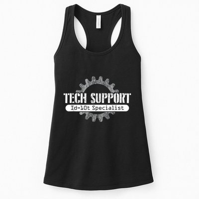 Funny Tech Support Id10t Computer Idiot Joke Womens Tank Top