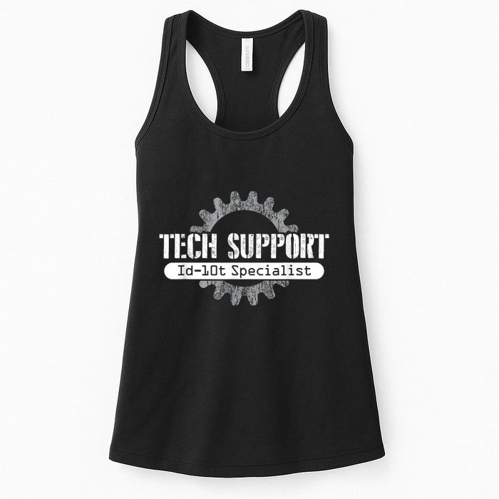Funny Tech Support Id10t Computer Idiot Joke Womens Tank Top