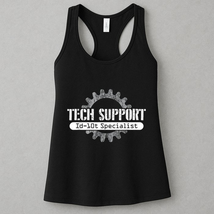 Funny Tech Support Id10t Computer Idiot Joke Womens Tank Top