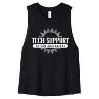 Funny Tech Support Id10t Computer Idiot Joke Women's Racerback Cropped Tank