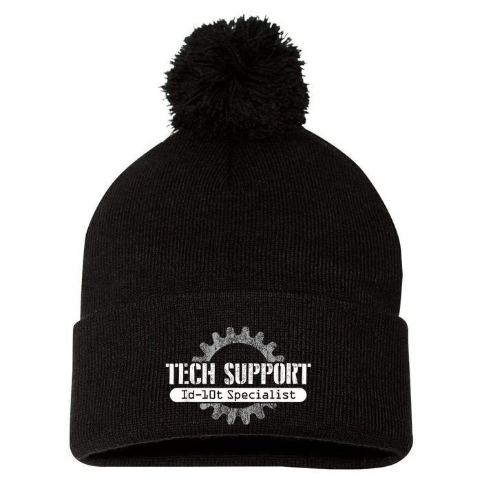 Funny Tech Support Id10t Computer Idiot Joke Pom Pom 12in Knit Beanie