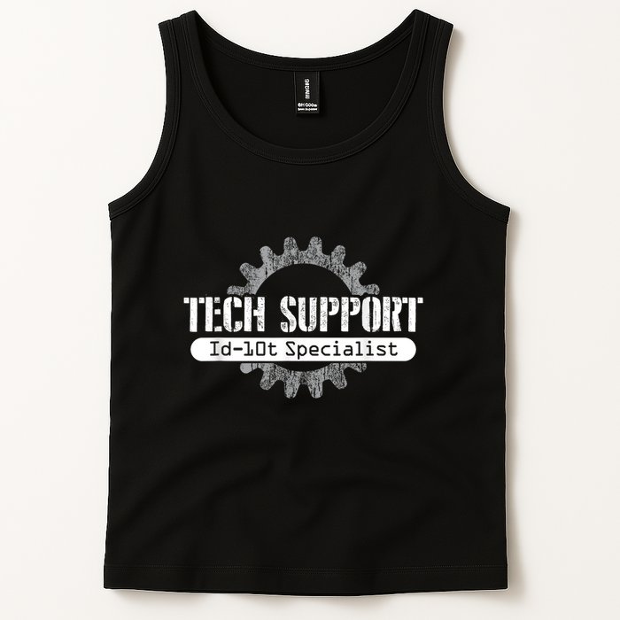 Funny Tech Support Id10t Computer Idiot Joke Tank Top