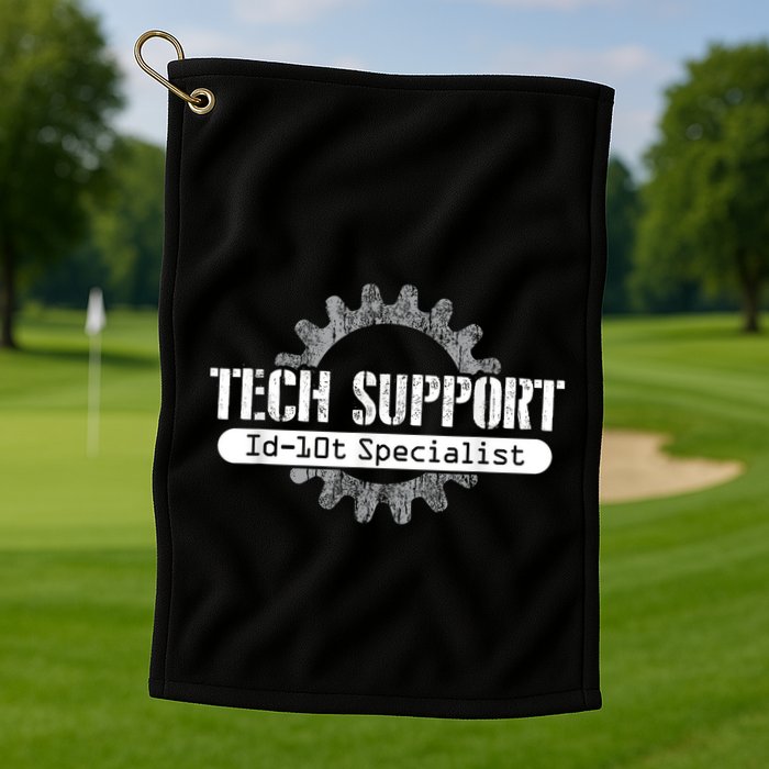 Funny Tech Support Id10t Computer Idiot Joke Golf Towel