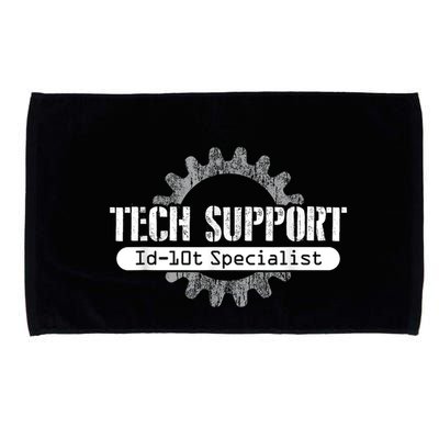 Funny Tech Support Id10t Computer Idiot Joke Microfiber Hand Towel