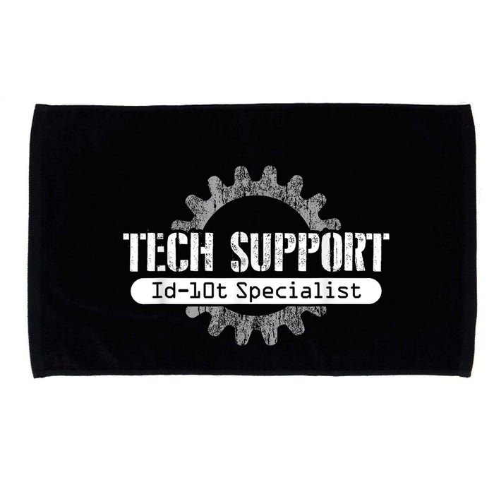 Funny Tech Support Id10t Computer Idiot Joke Microfiber Hand Towel