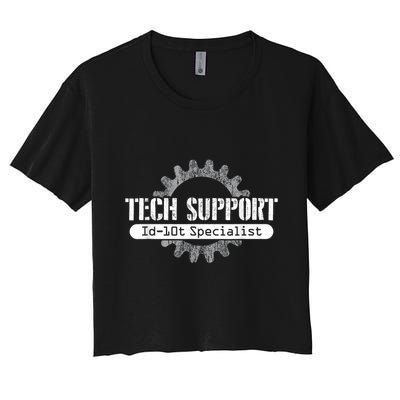 Funny Tech Support Id10t Computer Idiot Joke Crop Top
