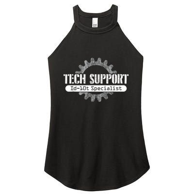 Funny Tech Support Id10t Computer Idiot Joke Women's Perfect Tri Rocker Tank