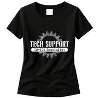 Funny Tech Support Id10t Computer Idiot Joke Womens T-Shirt