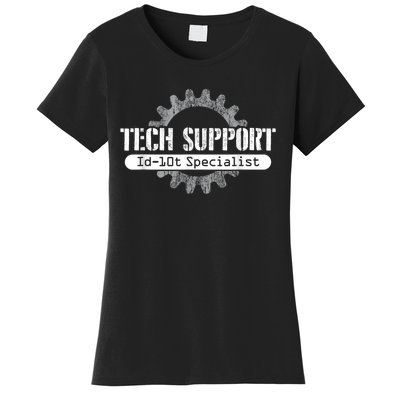 Funny Tech Support Id10t Computer Idiot Joke Women's T-Shirt