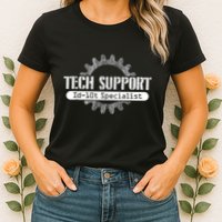 Funny Tech Support Id10t Computer Idiot Joke Womens T-Shirt