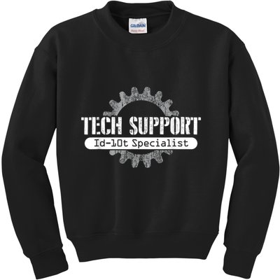 Funny Tech Support Id10t Computer Idiot Joke Kids Sweatshirt