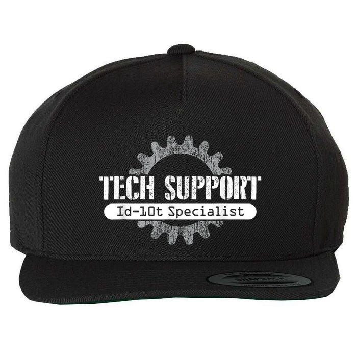 Funny Tech Support Id10t Computer Idiot Joke Wool Snapback Cap
