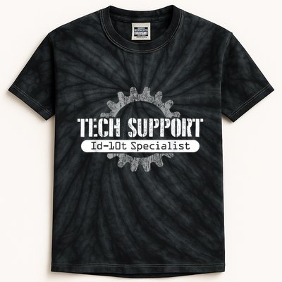 Funny Tech Support Id10t Computer Idiot Joke Kids Tie-Dye T-Shirt