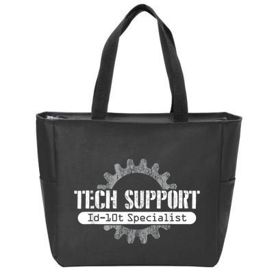Funny Tech Support Id10t Computer Idiot Joke Zip Tote Bag
