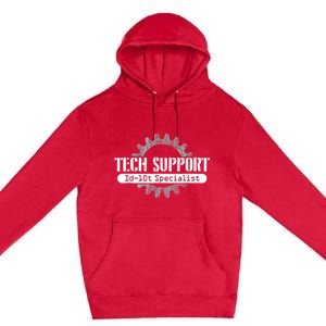 Funny Tech Support Id10t Computer Idiot Joke Premium Pullover Hoodie