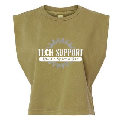Funny Tech Support Id10t Computer Idiot Joke Garment-Dyed Women's Muscle Tee