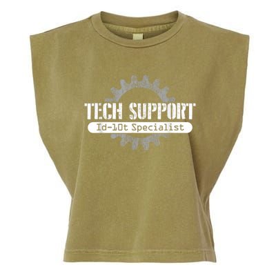 Funny Tech Support Id10t Computer Idiot Joke Garment-Dyed Women's Muscle Tee