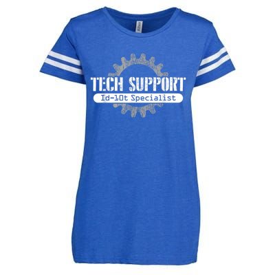 Funny Tech Support Id10t Computer Idiot Joke Enza Ladies Jersey Football T-Shirt