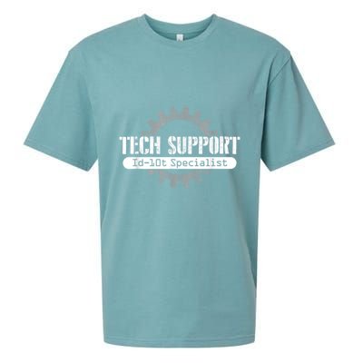 Funny Tech Support Id10t Computer Idiot Joke Sueded Cloud Jersey T-Shirt