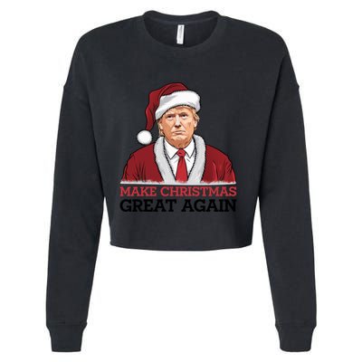 Funny Trump Santa Make Christmas Great Again Usa Holiday Gift Cropped Pullover Crew