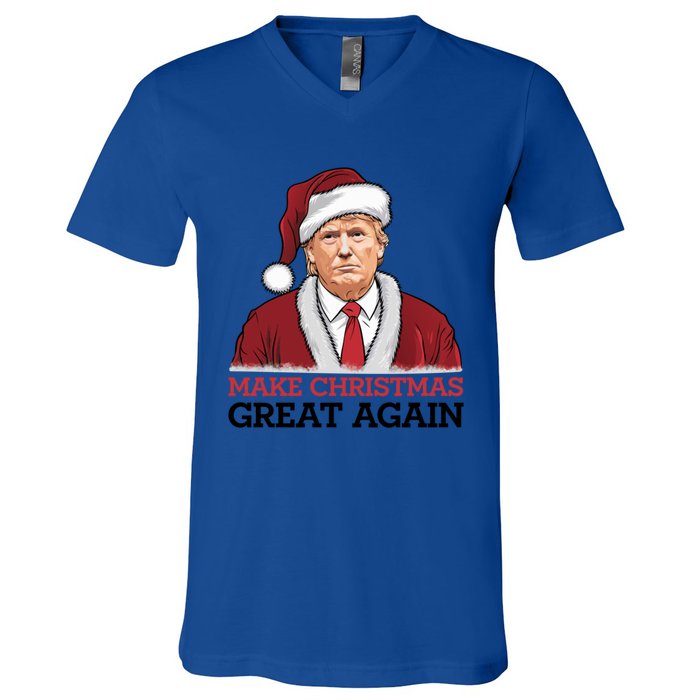 Funny Trump Santa Make Christmas Great Again Usa Holiday Gift V-Neck T-Shirt