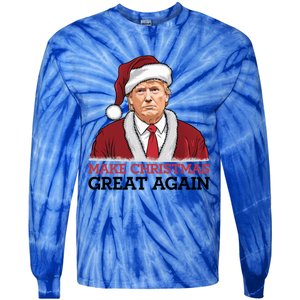 Funny Trump Santa Make Christmas Great Again Usa Holiday Gift Tie-Dye Long Sleeve Shirt