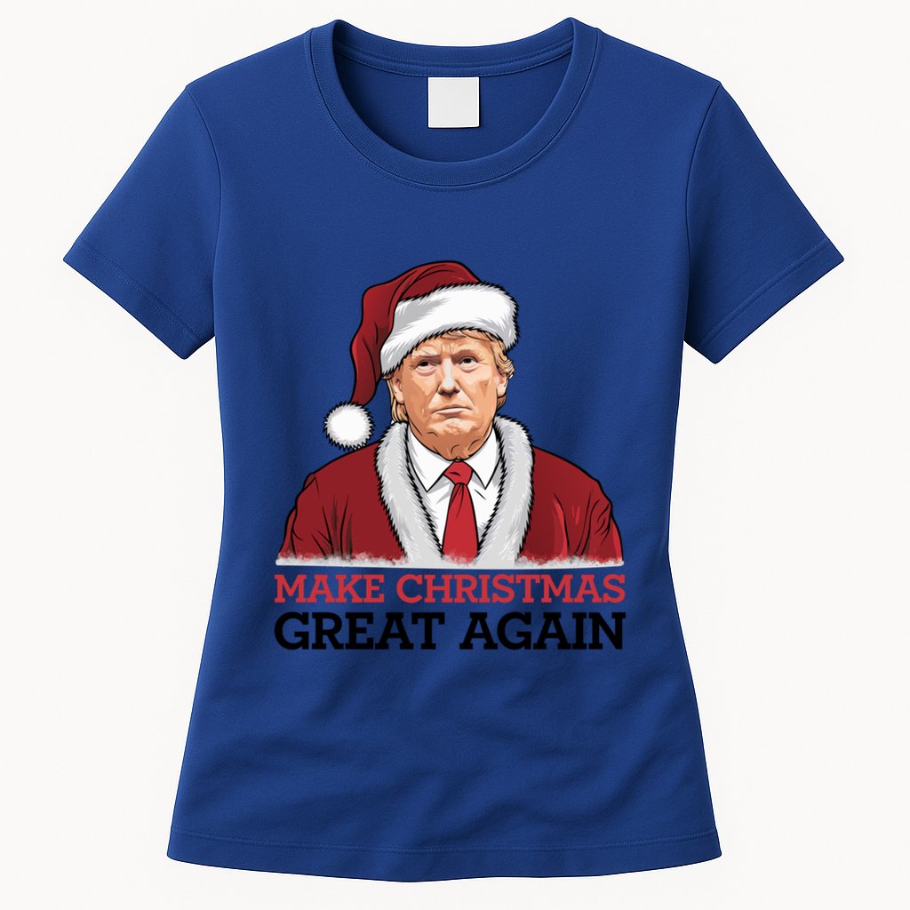 Funny Trump Santa Make Christmas Great Again Usa Holiday Gift Womens T-Shirt