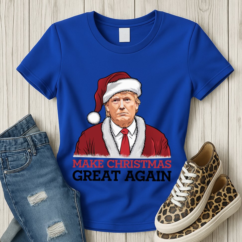 Funny Trump Santa Make Christmas Great Again Usa Holiday Gift Womens T-Shirt