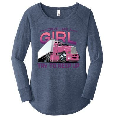 Funny Trucker Semi Big Rig Truck Drivers Cool Gift Women's Perfect Tri Tunic Long Sleeve Shirt