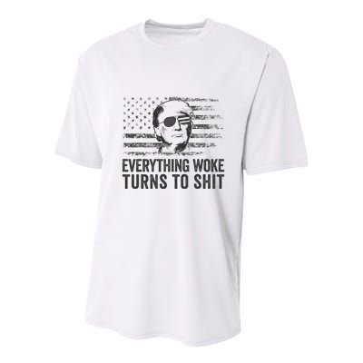 Funny Trump Sayings Everything Woke Turns To Shit Woke Youth Performance Sprint T-Shirt