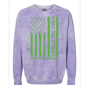 Fight The Stigma Mental Health Awareness Green Usa Flag Colorblast Crewneck Sweatshirt