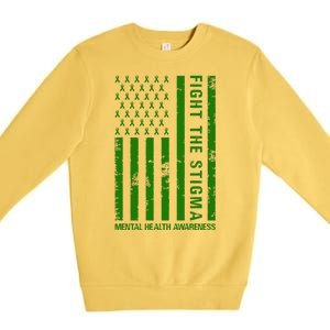 Fight The Stigma Mental Health Awareness Green Usa Flag Premium Crewneck Sweatshirt