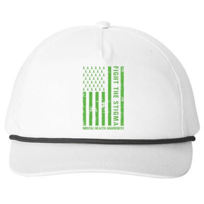 Fight The Stigma Mental Health Awareness Green Usa Flag Snapback Five-Panel Rope Hat