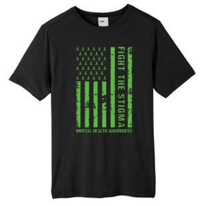 Fight The Stigma Mental Health Awareness Green Usa Flag Tall Fusion ChromaSoft Performance T-Shirt