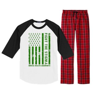 Fight The Stigma Mental Health Awareness Green Usa Flag Raglan Sleeve Pajama Set