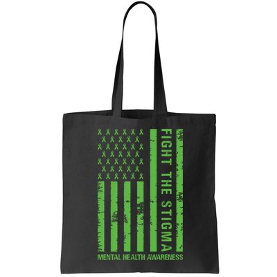 Fight The Stigma Mental Health Awareness Green Usa Flag Bag