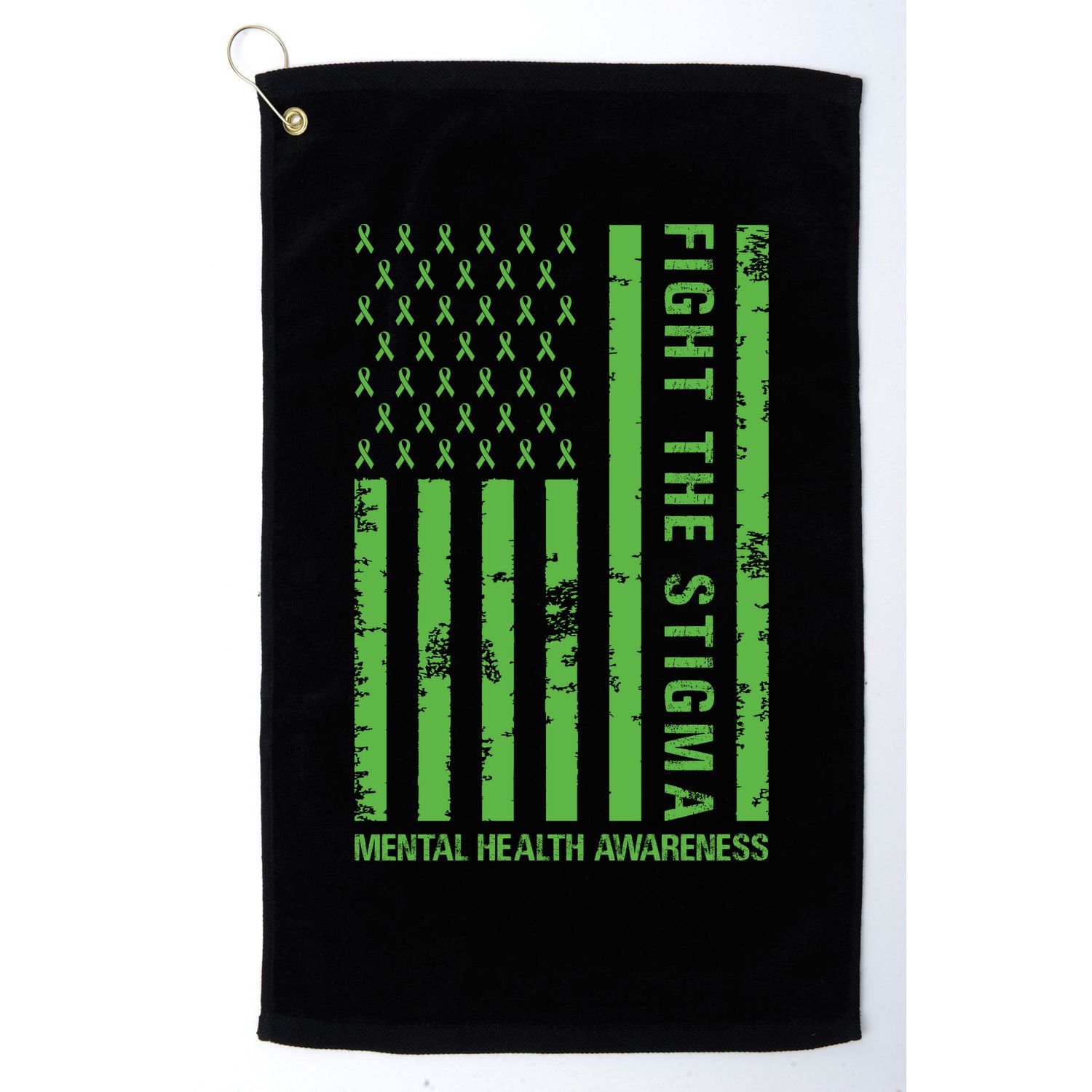 Fight The Stigma Mental Health Awareness Green Usa Flag Golf Towel