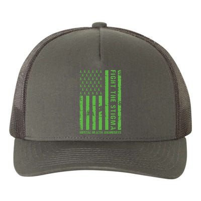 Fight The Stigma Mental Health Awareness Green Usa Flag Yupoong Adult 5-Panel Trucker Hat